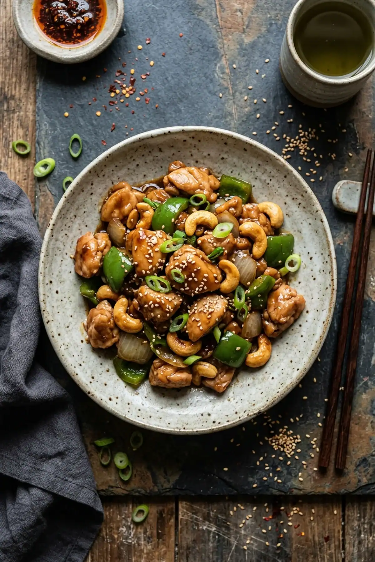 Zartes Cashew-Chicken mit knackiger Paprika