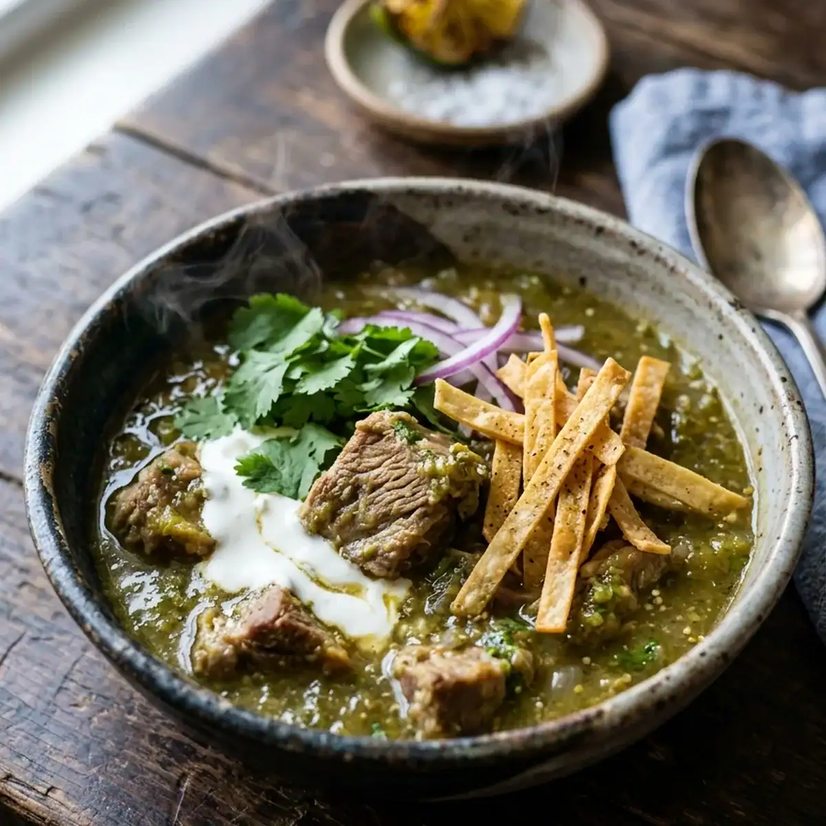 Mexikanischer Chili-Verde-Eintopf mit zartem Schweinefleisch