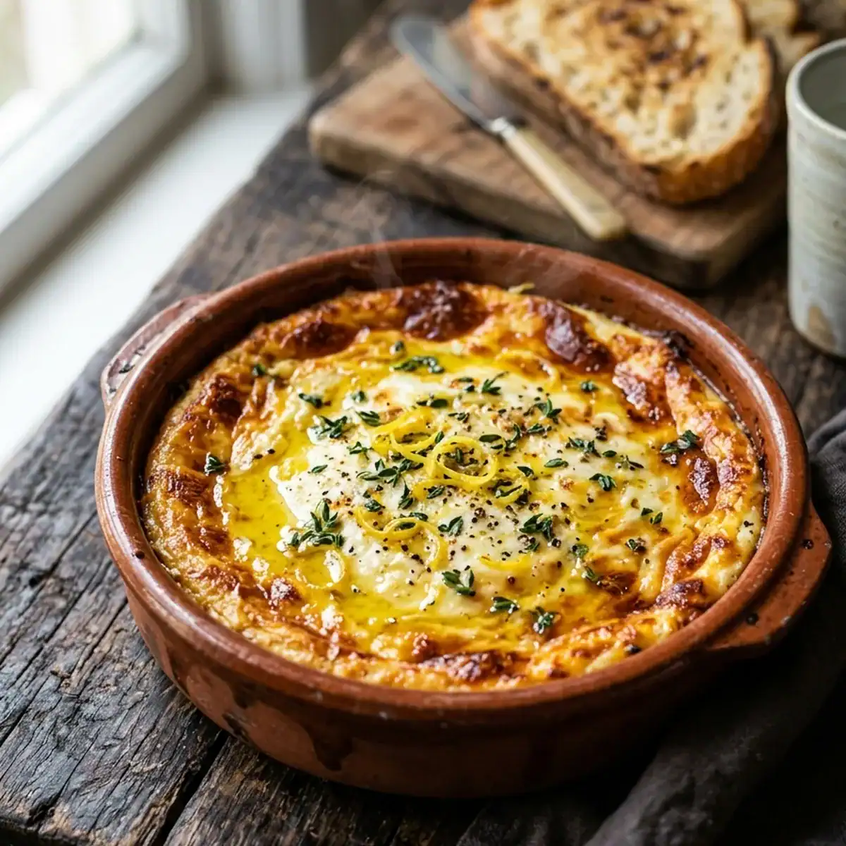 Cremig gebackener Zitronen-Knoblauch-Ricotta