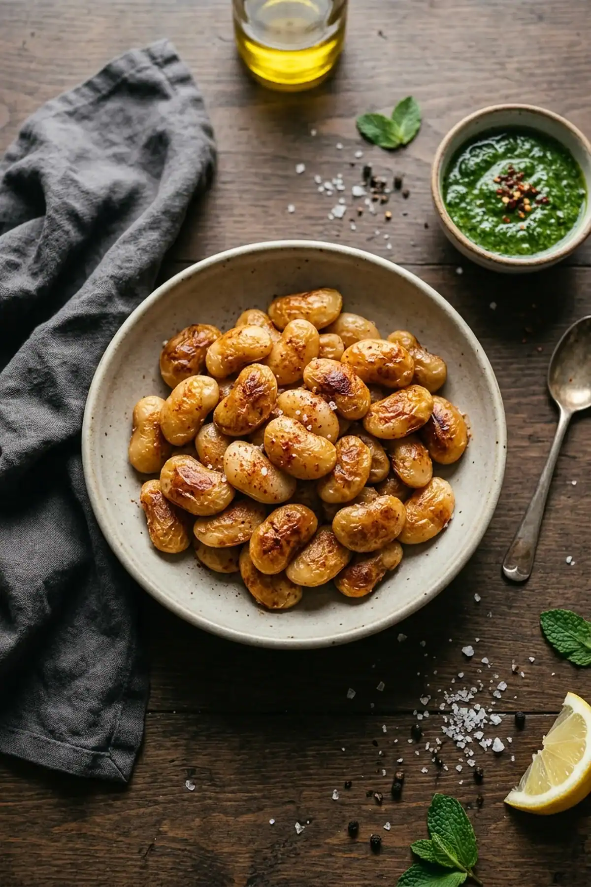 Knusprige Riesenbohnen aus dem Airfryer mit frischem Kräuter-Dip