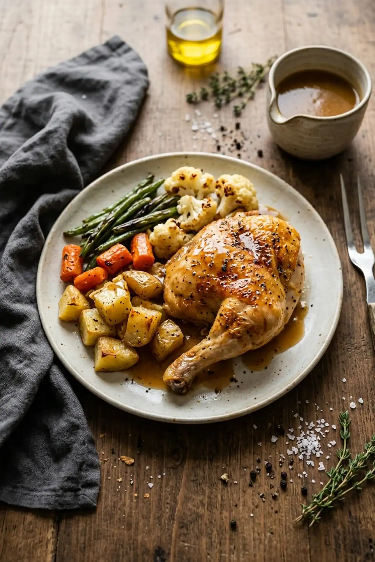 Knuspriges Brathähnchen mit Röstgemüse aus dem Airfryer