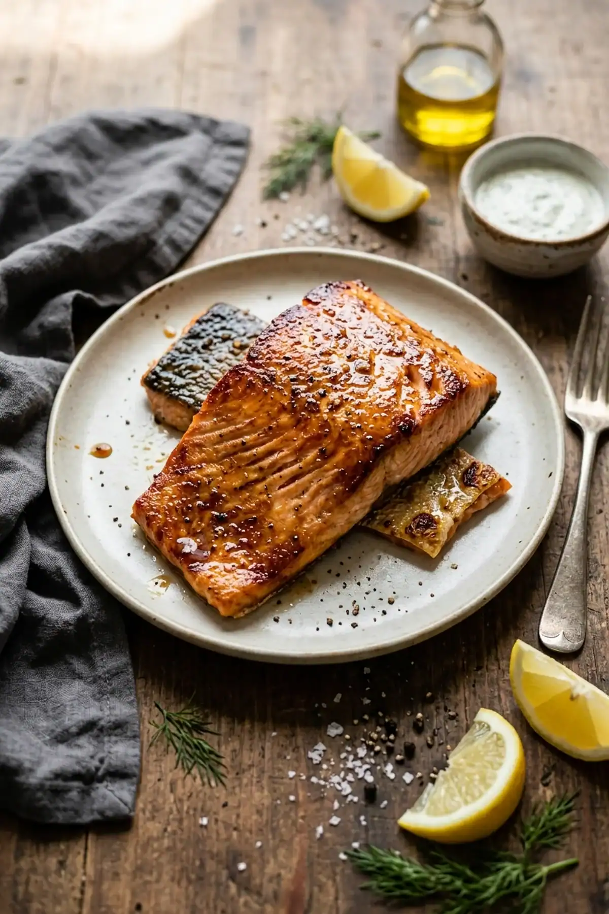 Krosser Lachs aus dem Airfryer mit Soja-Karamellkruste