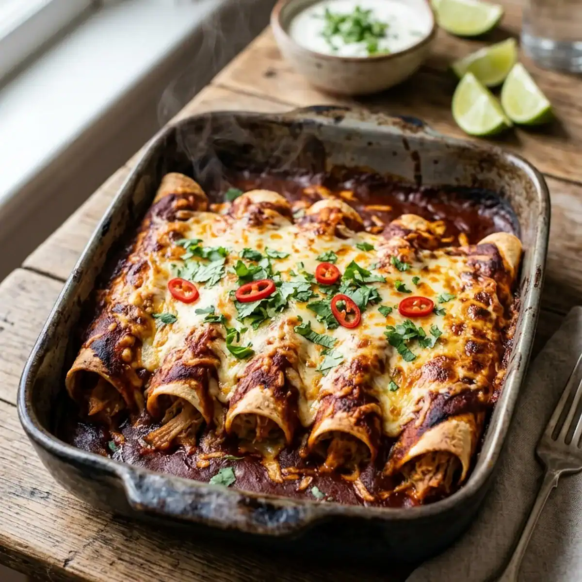 Würzige Ofen-Enchiladas mit zartem Pulled Pork