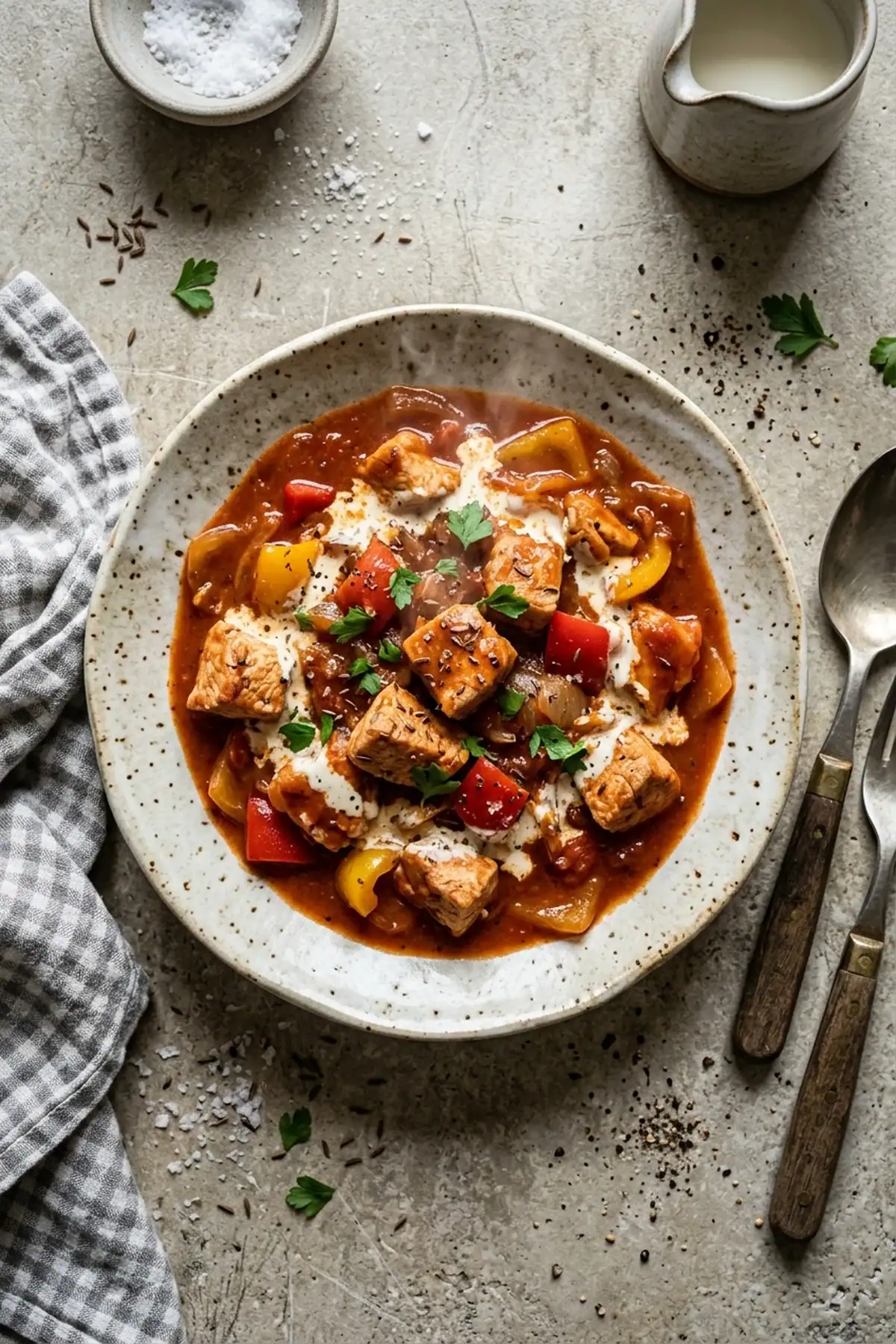 Zartes Putengulasch mit Paprika in feiner Sauce