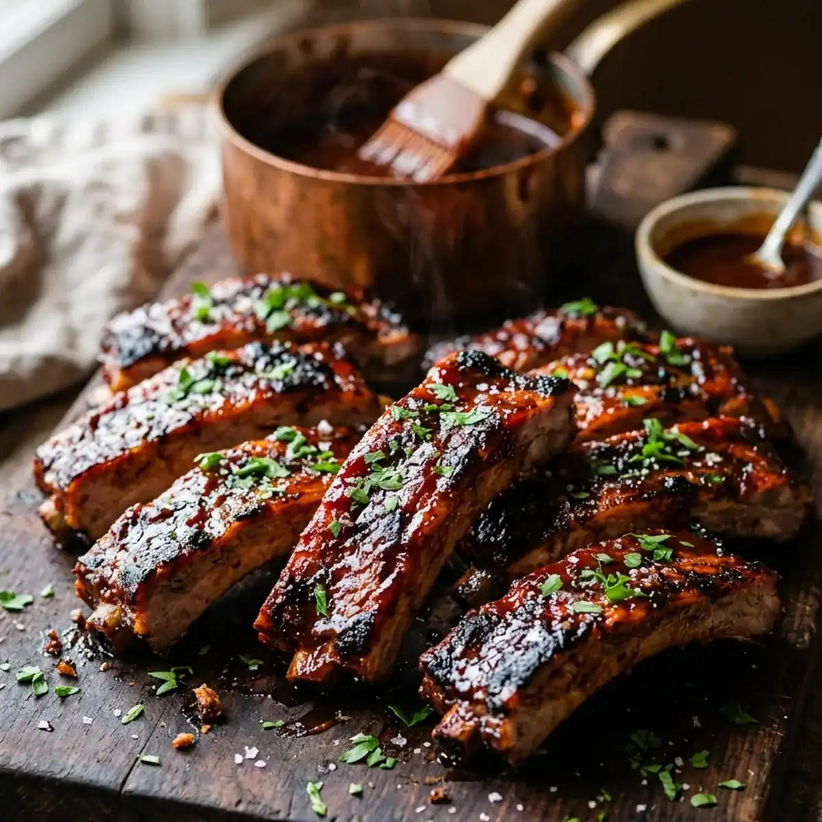 Zarte BBQ-Spareribs aus dem Ofen mit klebrig-würziger Glasur