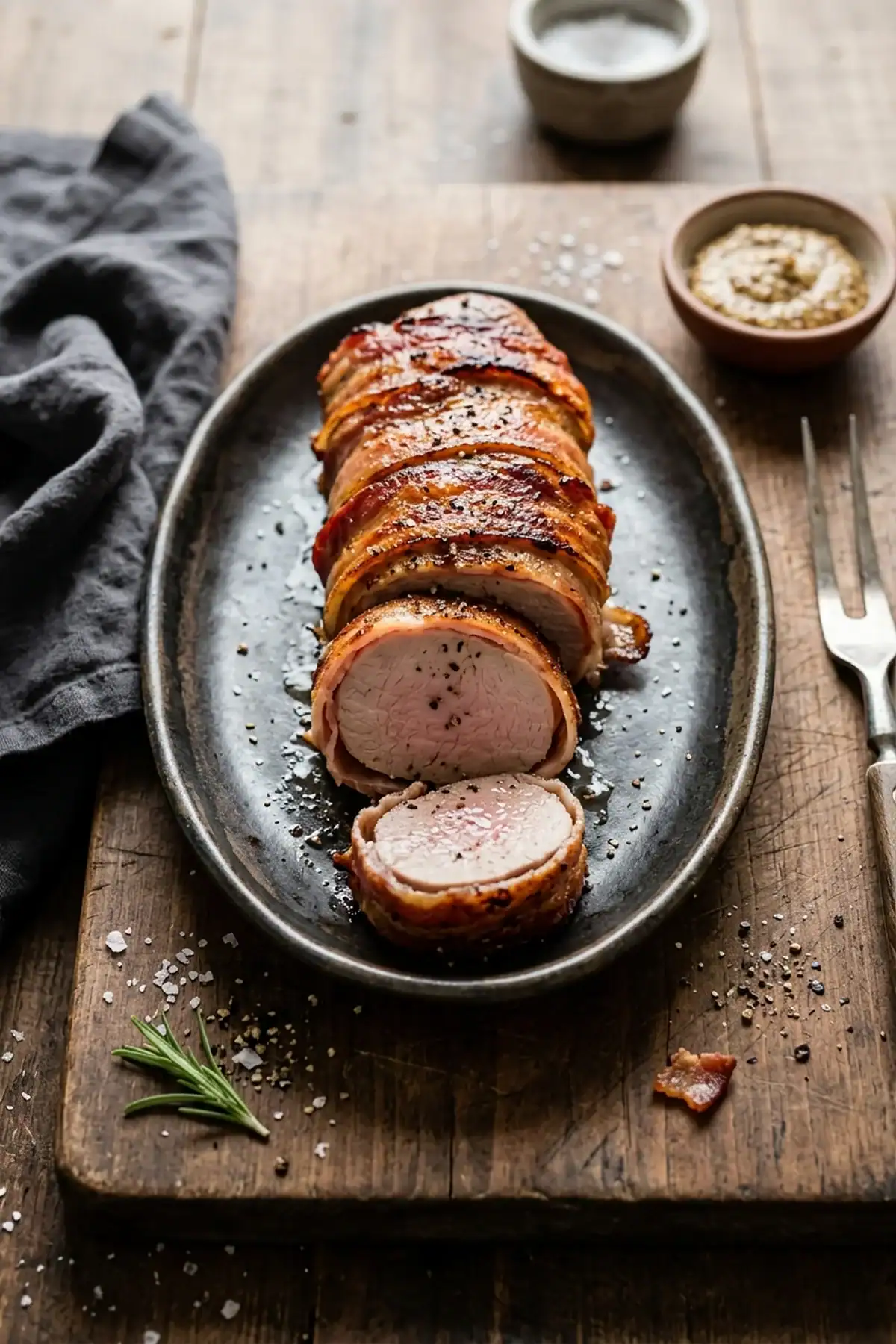 Saftiges Schweinefilet im Speckmantel aus dem Airfryer